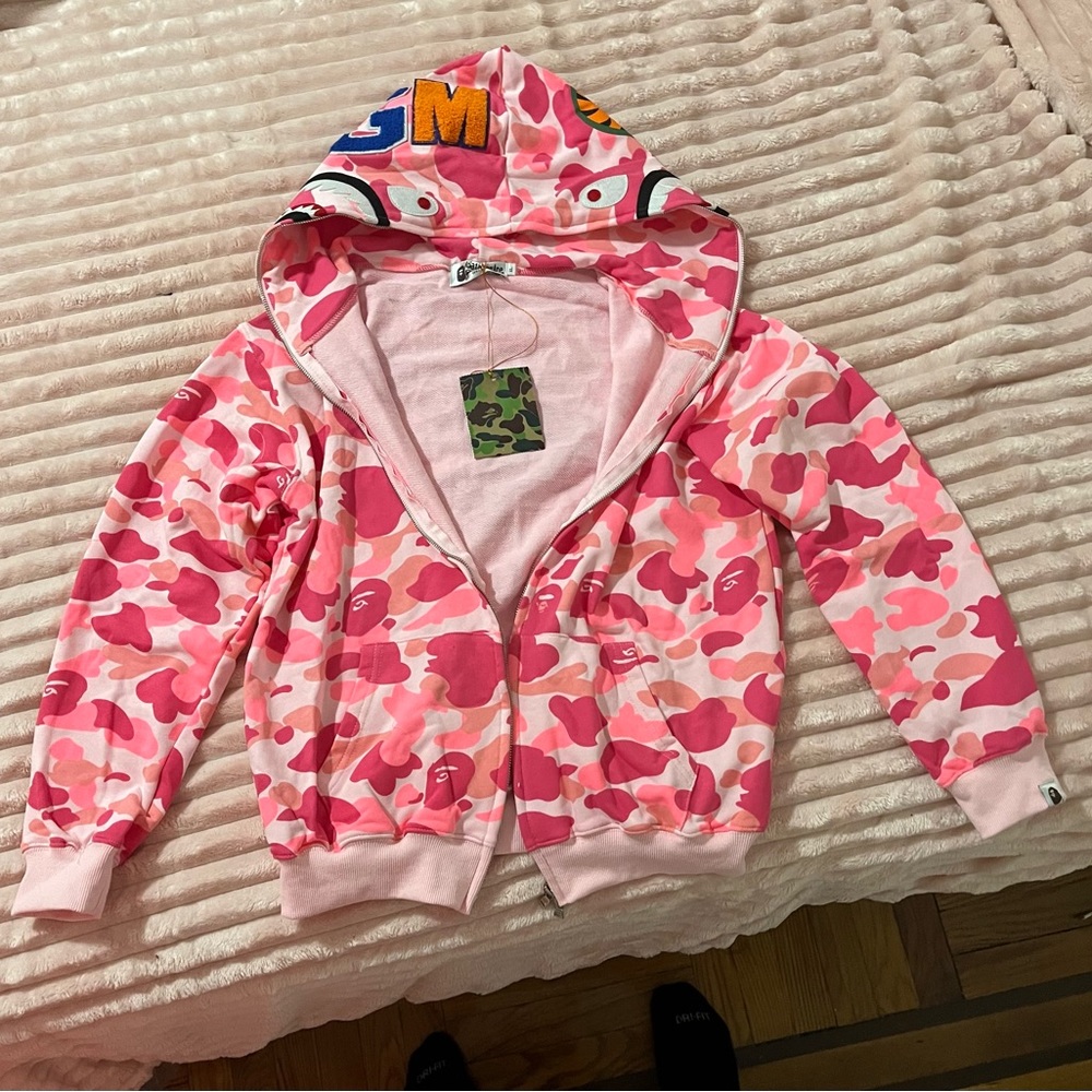 BAPE ABC Camo Shark Full Zip Hoodie 'Pink'